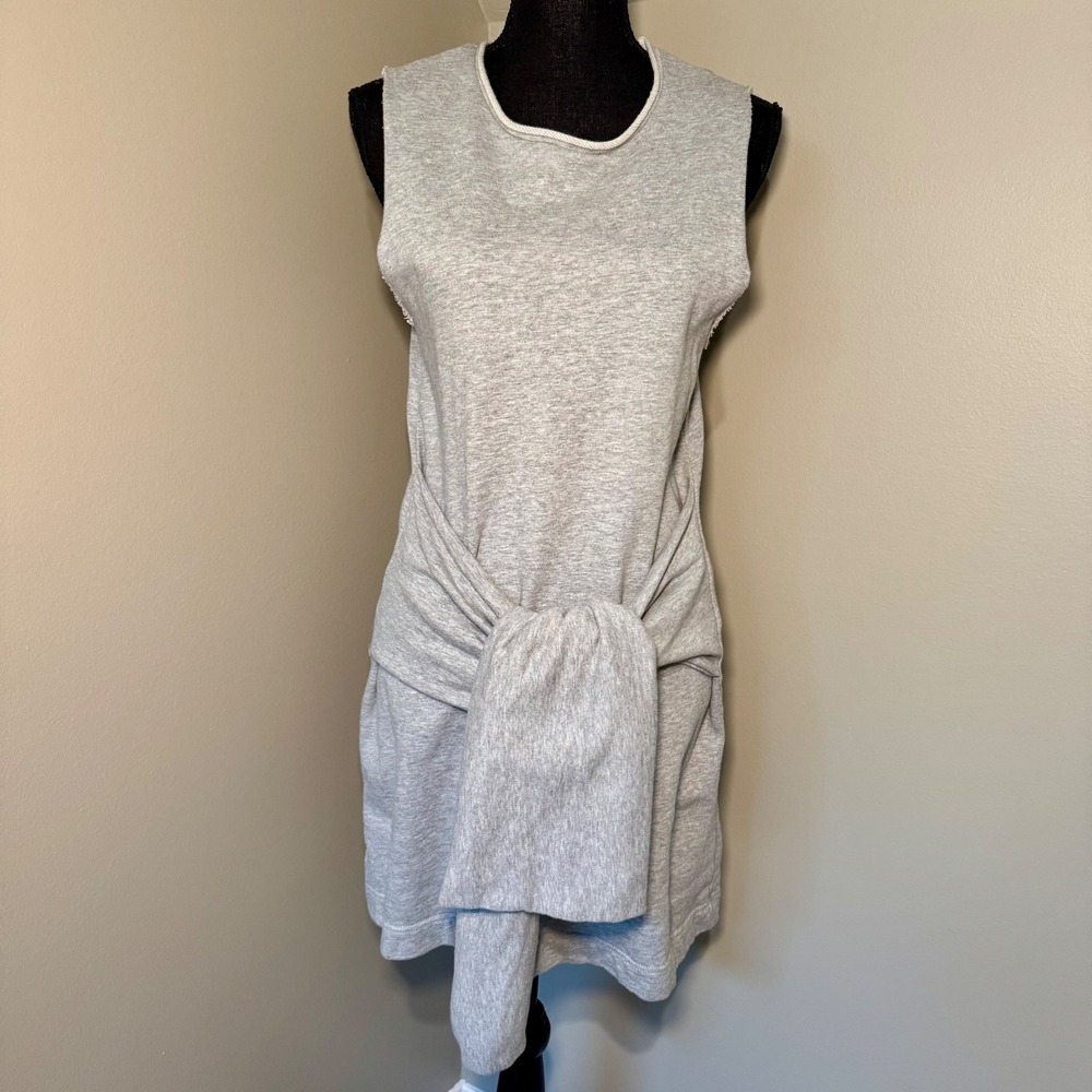 Cheap Monday Stockholm Gray Cotton Sleeveless Sweatshirt Dress Faux Sleeve Tie M